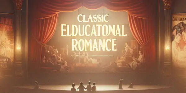 A vintage cinema hall with plush red seats, a large screen, and silhouettes of engaged viewers, evoking nostalgia and excitement.