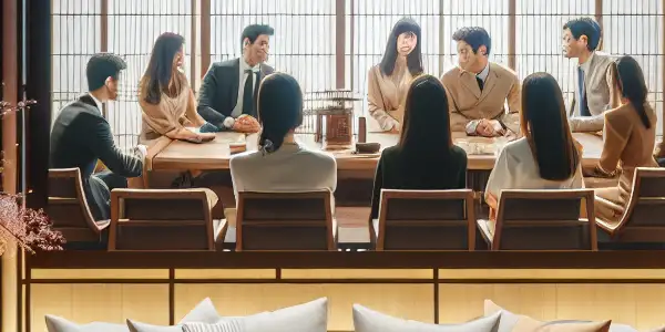 A cozy living room with a screen showing adults discussing intimacy, blending education and humor in a welcoming atmosphere.